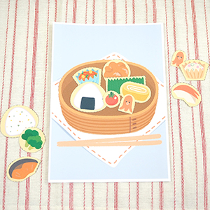 はさみ練習シート　お弁当(ふつう曲線)