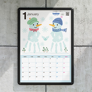 手形アートカレンダー　通年1月（ゆきだるま）