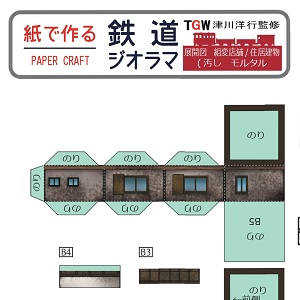 ペーパークラフト鉄道模型 「形が選べる 店舗・住宅（モルタル・ウェザリング仕様）」