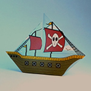 ペーパークラフト折り紙（海賊船）