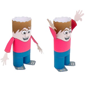 ペーパークラフトの人形（男の子）