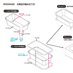 ミニュチュアルーム_お風呂の組み立て方