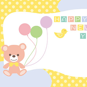 HAPPY NEW YEAR_クマと風船