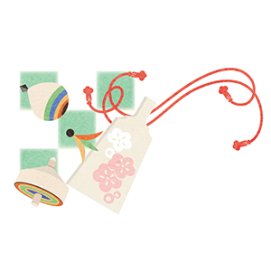こまと羽子板_青竹色
