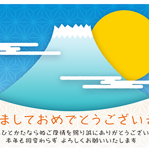 富士と日の出_麻の葉文様