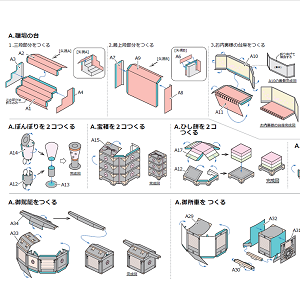 ひな人形ペーパークラフト組立図