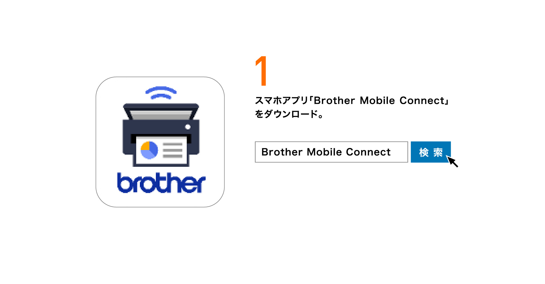 1 スマホアプリ「Brother Mobile Connect」をダウンロード。