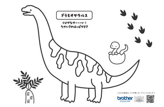ぬりえ　きょうりゅう⑤（ブラキオサウルス）