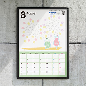 手形アートカレンダー　通年8月（花火）