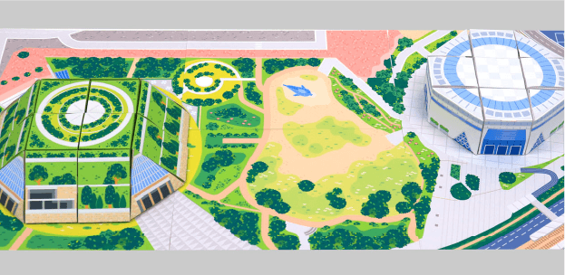 「八幡屋公園（八幡屋スポーツパークセンター）」の完成イメージ